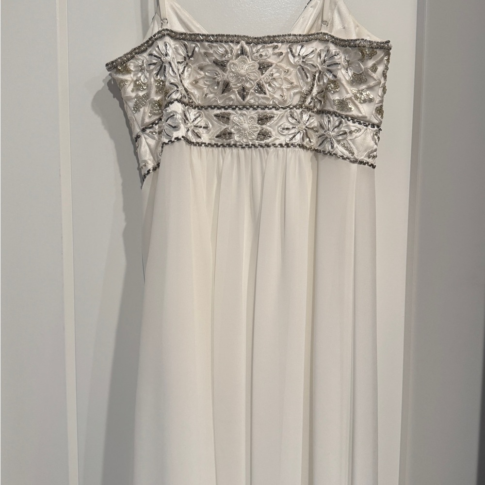 Sue Wong  Grecian White Beaded Elegant Evening Gown, Size XS - Picture 13 of 16